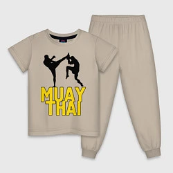 Пижама хлопковая детская Muay Thai, цвет: миндальный