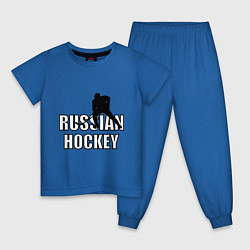 Пижама хлопковая детская Russian hockey цвета синий — фото 1