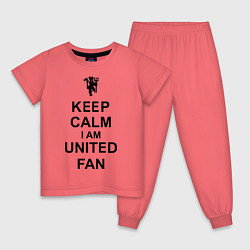 Пижама хлопковая детская Keep Calm & United fan, цвет: коралловый