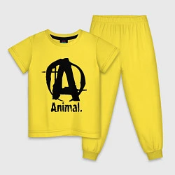 Пижама хлопковая детская Animal Logo, цвет: желтый