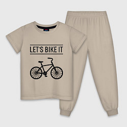 Пижама хлопковая детская Lets bike it, цвет: миндальный