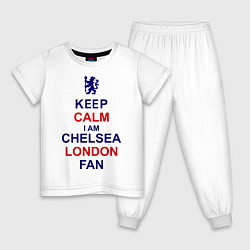 Пижама хлопковая детская Keep Calm & Chelsea London fan цвета белый — фото 1