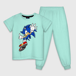 Пижама хлопковая детская Sonic, цвет: мятный