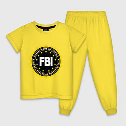 Пижама хлопковая детская FBI Departament, цвет: желтый
