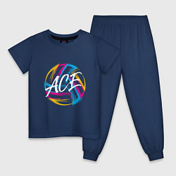 Пижама хлопковая детская Волейбол, цвет: тёмно-синий
