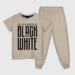 Пижама хлопковая детская Juventus: Black & White, цвет: миндальный