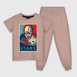 Пижама хлопковая детская STARS, цвет: пыльно-розовый