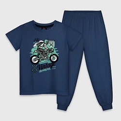 Пижама хлопковая детская Vintage Moto, цвет: тёмно-синий