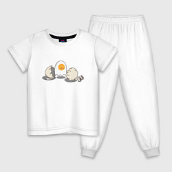 Пижама хлопковая детская Egg Soul, цвет: белый