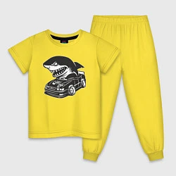 Пижама хлопковая детская Акула на Тойоте, цвет: желтый