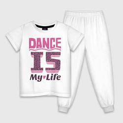 Пижама хлопковая детская Dance is my life, цвет: белый