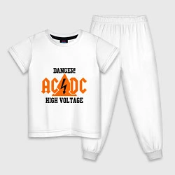 Пижама хлопковая детская AC/DC: High Voltage, цвет: белый