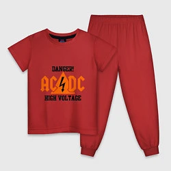 Пижама хлопковая детская AC/DC: High Voltage, цвет: красный