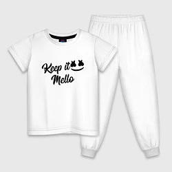 Пижама хлопковая детская Keep it Mello, цвет: белый