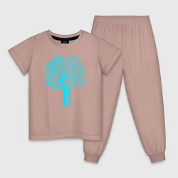 Пижама хлопковая детская Cyberpunk 2077: Blue Tree, цвет: пыльно-розовый