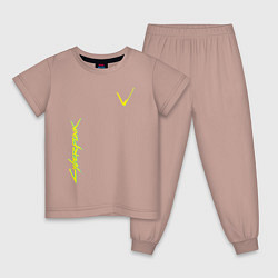 Пижама хлопковая детская Cyberpunk 2077: V-Style, цвет: пыльно-розовый