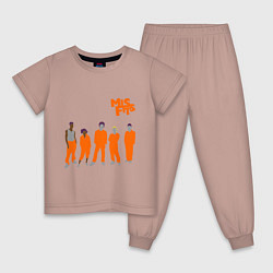 Пижама хлопковая детская Misfits Orange, цвет: пыльно-розовый