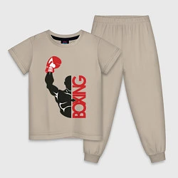 Пижама хлопковая детская Boxing, цвет: миндальный