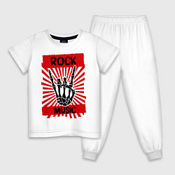 Пижама хлопковая детская Rock music: bones, цвет: белый