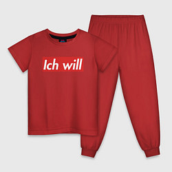 Пижама хлопковая детская Ich will, цвет: красный