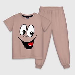 Пижама хлопковая детская Заразительная улыбка, цвет: пыльно-розовый