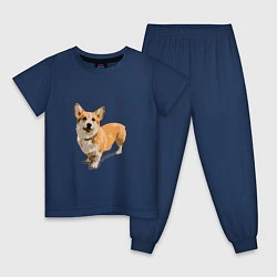 Пижама хлопковая детская Собака, цвет: тёмно-синий