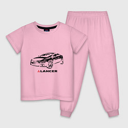 Пижама хлопковая детская Mitsubishi lancer, цвет: светло-розовый