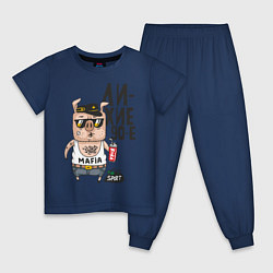 Пижама хлопковая детская Лихие 90-е, цвет: тёмно-синий