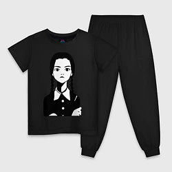 Пижама хлопковая детская Wednesday Addams, цвет: черный