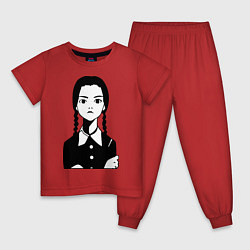 Пижама хлопковая детская Wednesday Addams, цвет: красный