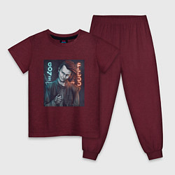 Пижама хлопковая детская GONE Fludd, цвет: меланж-бордовый