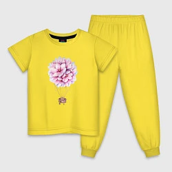 Пижама хлопковая детская Воздушные Цветы, цвет: желтый
