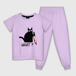 Пижама хлопковая детская What cat, цвет: лаванда