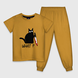 Пижама хлопковая детская What cat, цвет: горчичный
