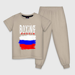 Пижама хлопковая детская Бокс Россия, цвет: миндальный