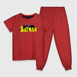 Пижама хлопковая детская Batman logo, цвет: красный
