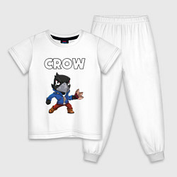Пижама хлопковая детская BRAWL STARS CROW, цвет: белый