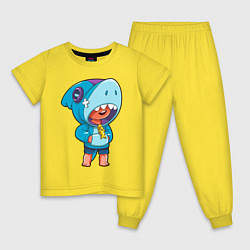 Пижама хлопковая детская BRAWL STARS LEON SHARK, цвет: желтый