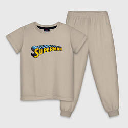 Пижама хлопковая детская Superman, цвет: миндальный