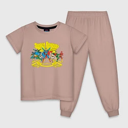 Пижама хлопковая детская Super Friends, Justice League, цвет: пыльно-розовый