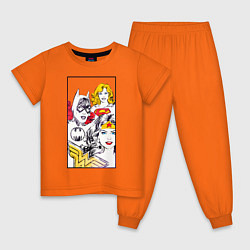 Пижама хлопковая детская Justice League superheroines, цвет: оранжевый