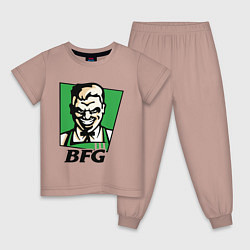 Пижама хлопковая детская BFG, цвет: пыльно-розовый