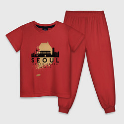 Пижама хлопковая детская Сеул Южная Корея, цвет: красный