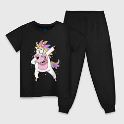 Пижама хлопковая детская Dabbing Unicorn, цвет: черный