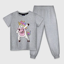 Пижама хлопковая детская Dabbing Unicorn, цвет: меланж