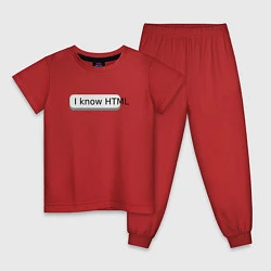 Пижама хлопковая детская Я знаю HTML, цвет: красный
