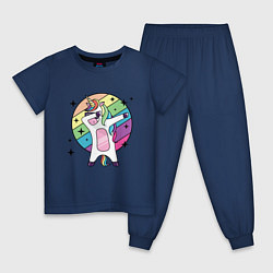 Пижама хлопковая детская Dab Unicorn, цвет: тёмно-синий