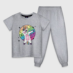 Пижама хлопковая детская Dab Unicorn, цвет: меланж