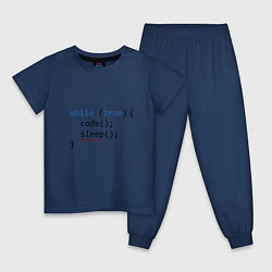 Пижама хлопковая детская Code - sleep, цвет: тёмно-синий