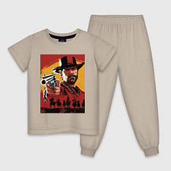 Пижама хлопковая детская Red dead redemption 2, цвет: миндальный